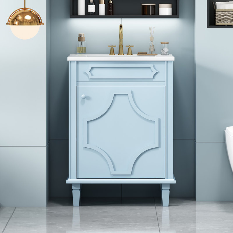 Winston Porter 24" Bathroom Vanity with Ceramic Countertop | Wayfair